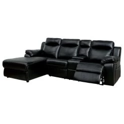 Furniture Of America Baski Faux Leather Left Facing Reclining Sectional In Black
