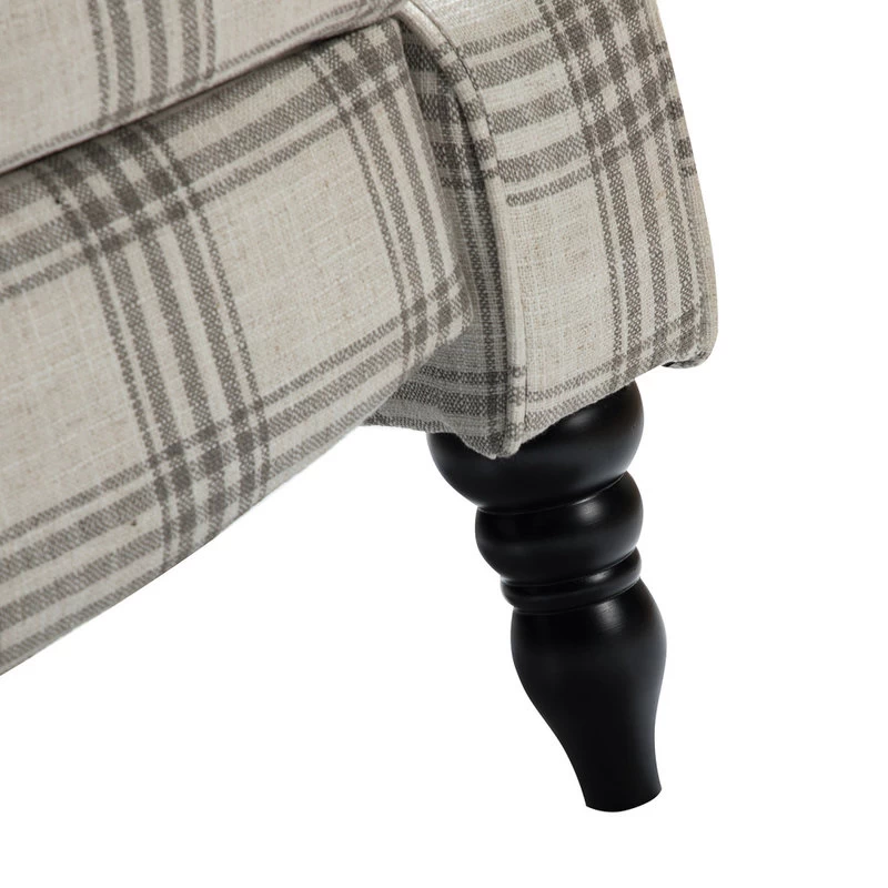 Modern Wingback Recliner, Plaid Gray - Image 9