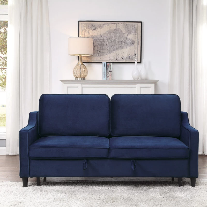Dickinson Convertible Studio Sofa With Pull-out Bed, Navy - Image 5