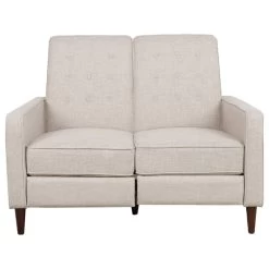 Manville Tufted Loveseat Pushback Recliner, Wheat/Dark Espresso, Fabric