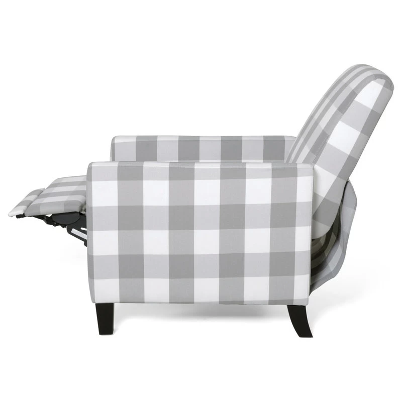 Bellagio Contemporary Fabric Upholstered Push Back Recliner, Gray Checkerboard/E - Image 10