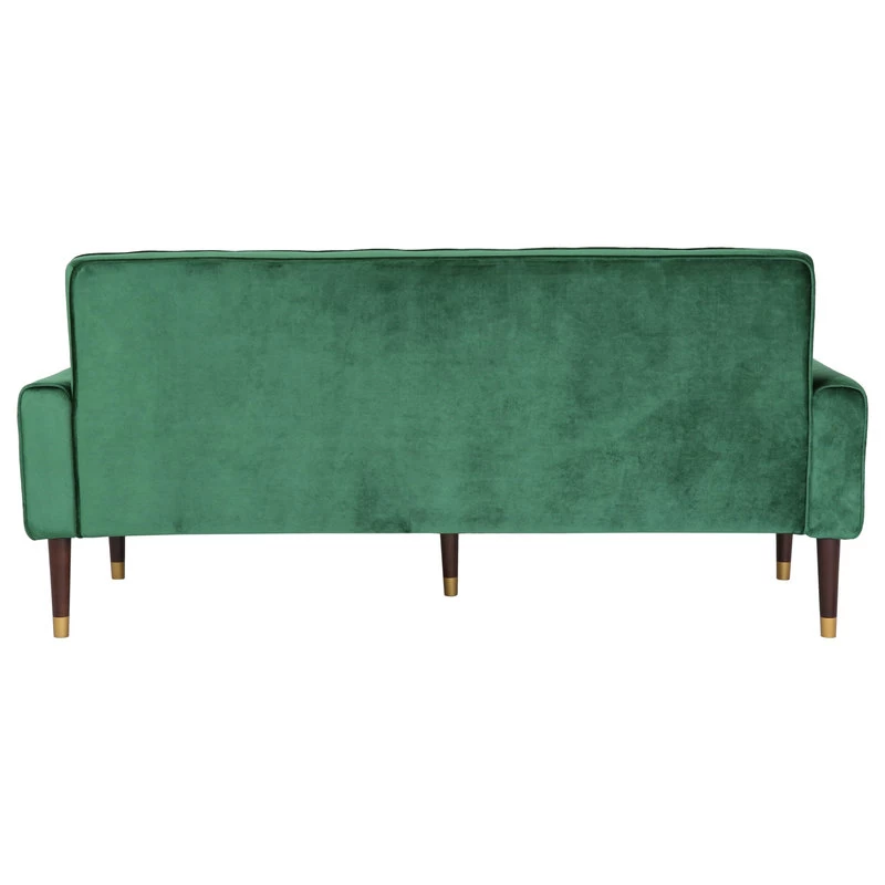 Adan Tufted Velvet Sofa With Gold Tipped Tapered Legs, Emerald, Gold Finish - Image 7