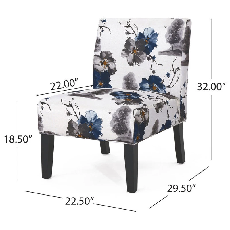 GDF Studio Kendal Fabric Grand Accent Chair, Print/Matte Black - Image 3
