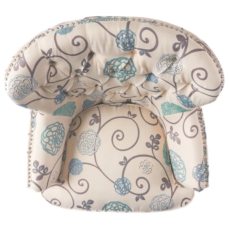 GDF Studio Alfred White And Blue Floral Fabric Club Chair With Chrome Nailheads - Image 9