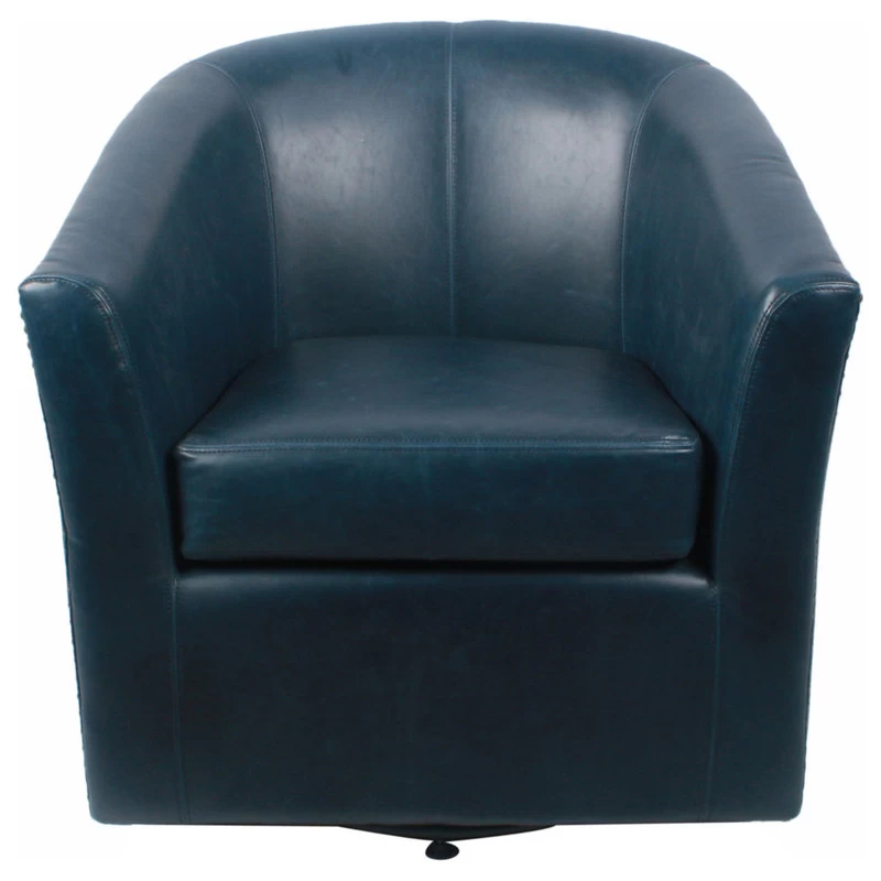 Ernest Bonded Leather Swivel Chair, Vintage Blue - Image 2