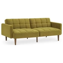 Mopio Aaron Futon Convertible Sofa Sleeper Light Gray, Antique Gold
