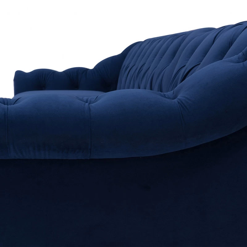Alexandra 132" Chesterfield Tufted Sectional, Right Facing, Navy Blue - Image 10