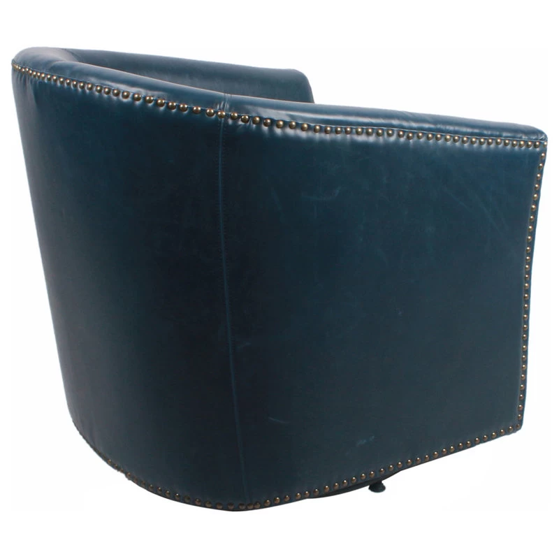 Ernest Bonded Leather Swivel Chair, Vintage Blue - Image 5