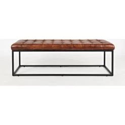 Global Archive Leather Ottoman - Saddle