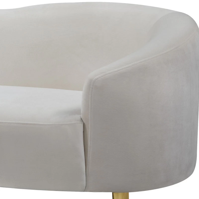 Ritz Velvet Loveseat, Cream - Image 5