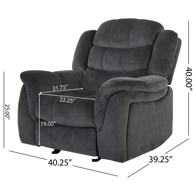 GDF Studio Emryka Gray Fabric Glider Recliner - Image 4