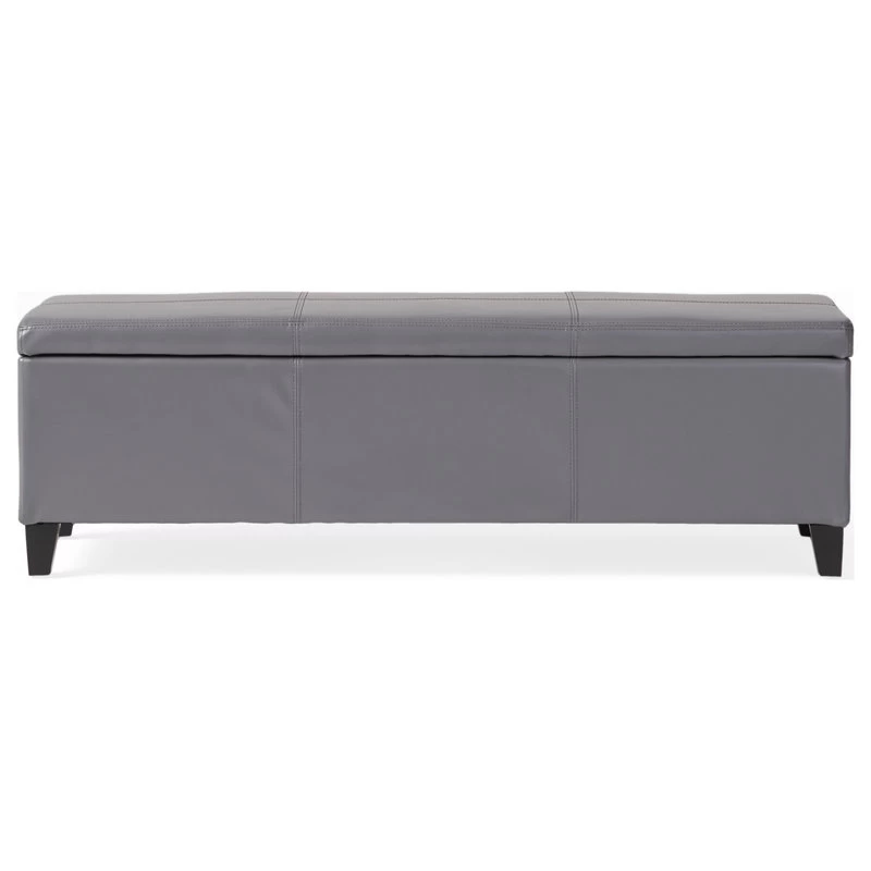 GDF Studio Skyler Beige Fabric Storage Ottoman Bench, Gray - Image 13