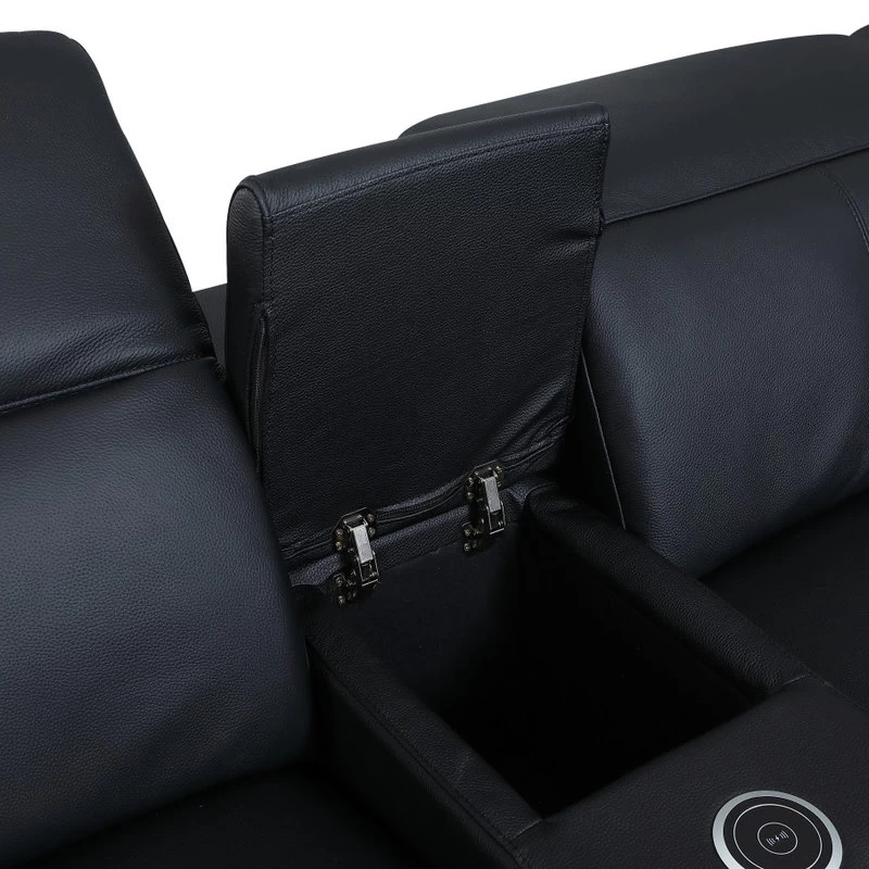 Frederico Genuine Italian Leather 6-Piece 1 Console 3-Power Reclining Sectional, Black - Image 10
