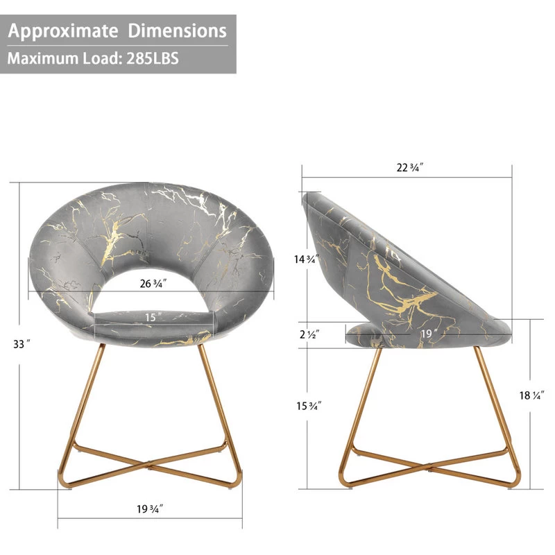 1 X Luxe Hot Stamped Velvet Papasan Accent Chair, Grey - Image 3