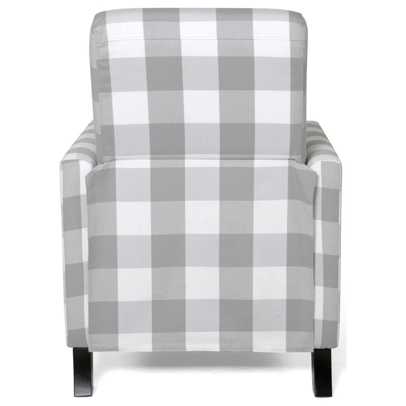Bellagio Contemporary Fabric Upholstered Push Back Recliner, Gray Checkerboard/E - Image 12
