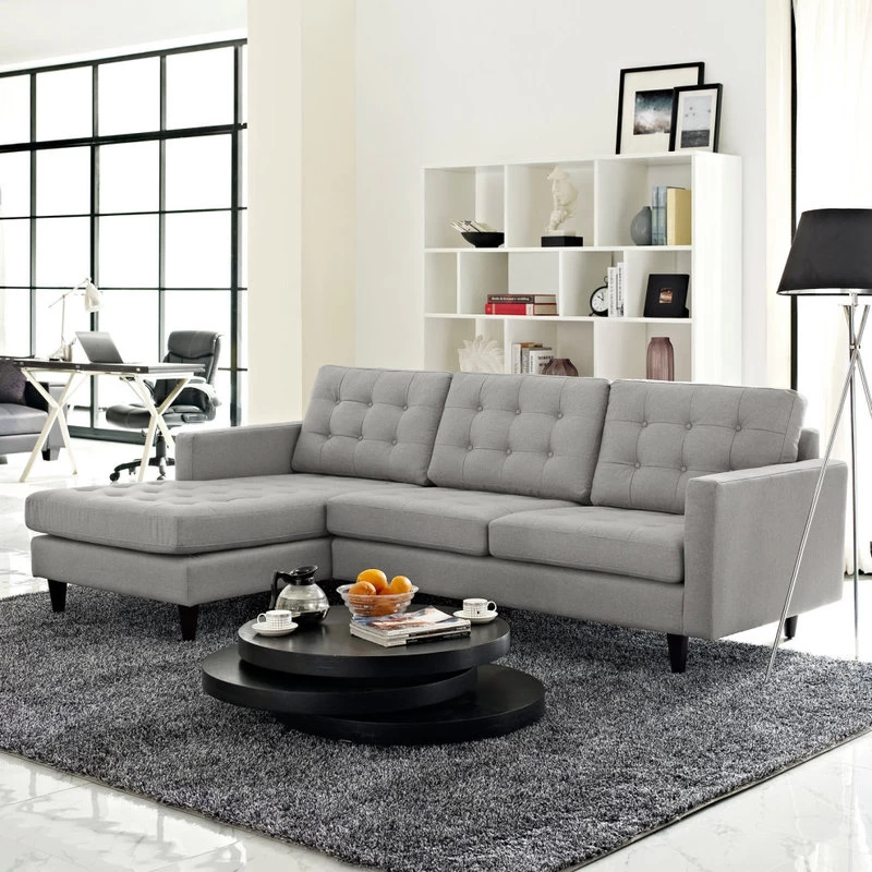 Empress Left-Facing Upholstered Fabric Sectional Sofa, Light Gray - Image 5