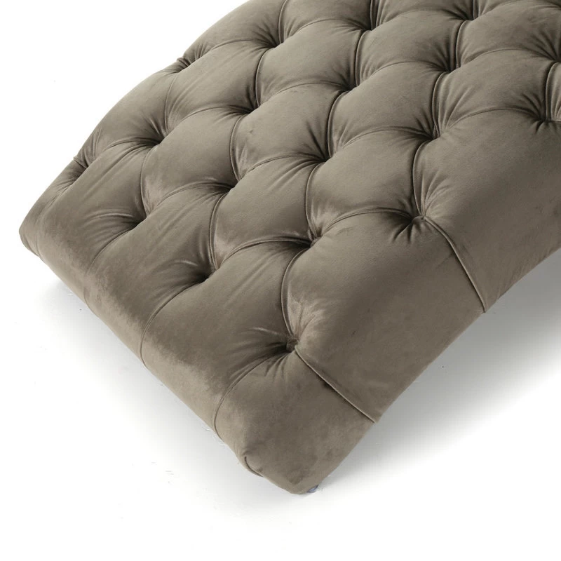GDF Studio Garamond Tufted New Velvet Chaise Lounge, Gray - Image 4