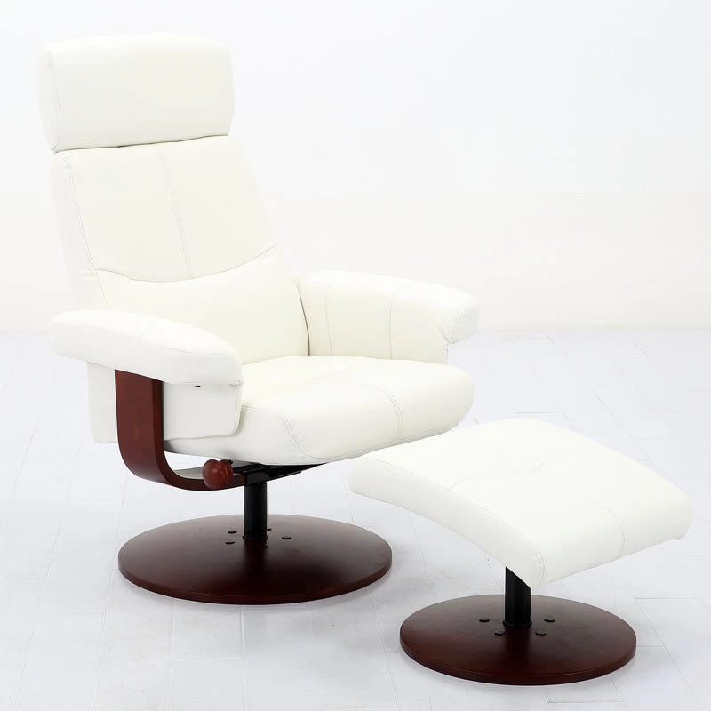 Roma Recliner In Brown Polyurethane By "Comfort Chair" Collection, White - Image 2