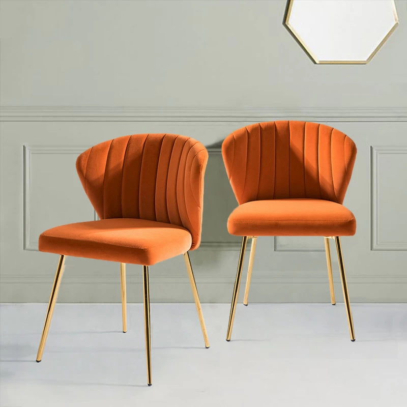 The Audrey Dining Chair, Velvet, Set Of 2, Orange - Image 2