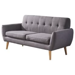 GDF Studio Joseline Mid Century Modern Petite Fabric Sofa, Dark Gray