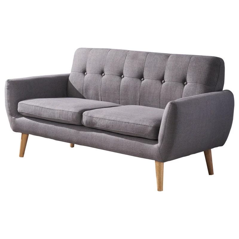 GDF Studio Joseline Mid Century Modern Petite Fabric Sofa, Dark Gray