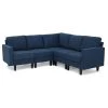 GDF Studio Carolina Fabric Sectional Couch, Dark Blue