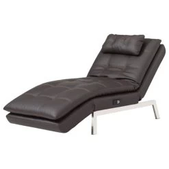Pemberly Row Faux Leather Convertible Chaise Lounge In Brown