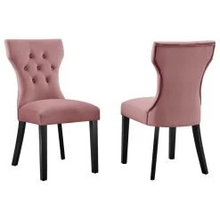 Silhouette Performance Velvet Dining Chairs, Set Of 2, Dusty Rose