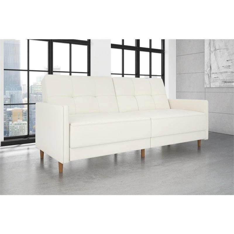 DHP Andora Modern Coil Faux Leather Convertible Sleeper Sofa In White - Image 2