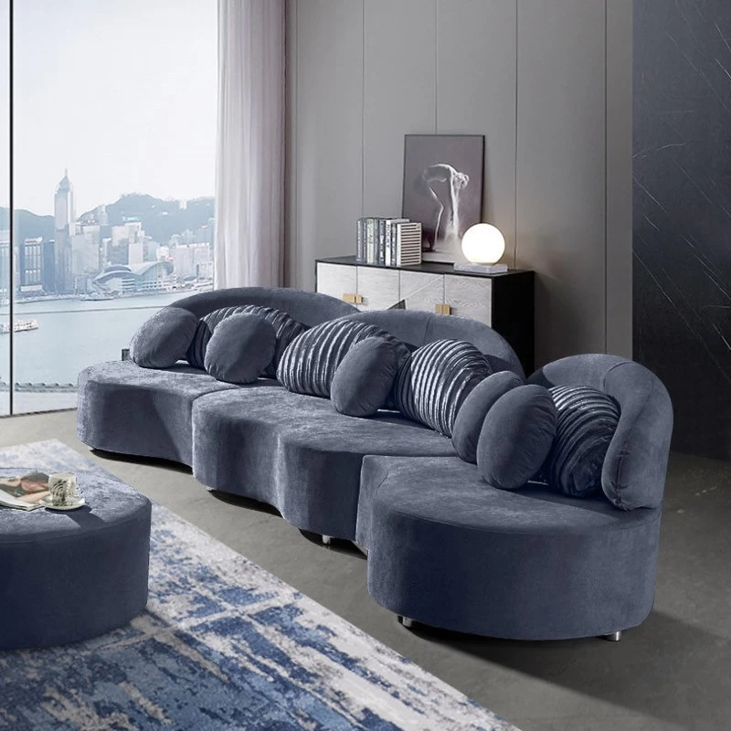 Modern 7-Seat Modular Sofa Velvet Upholstered Modular Sofa With Ottoman & Pillow - Image 6