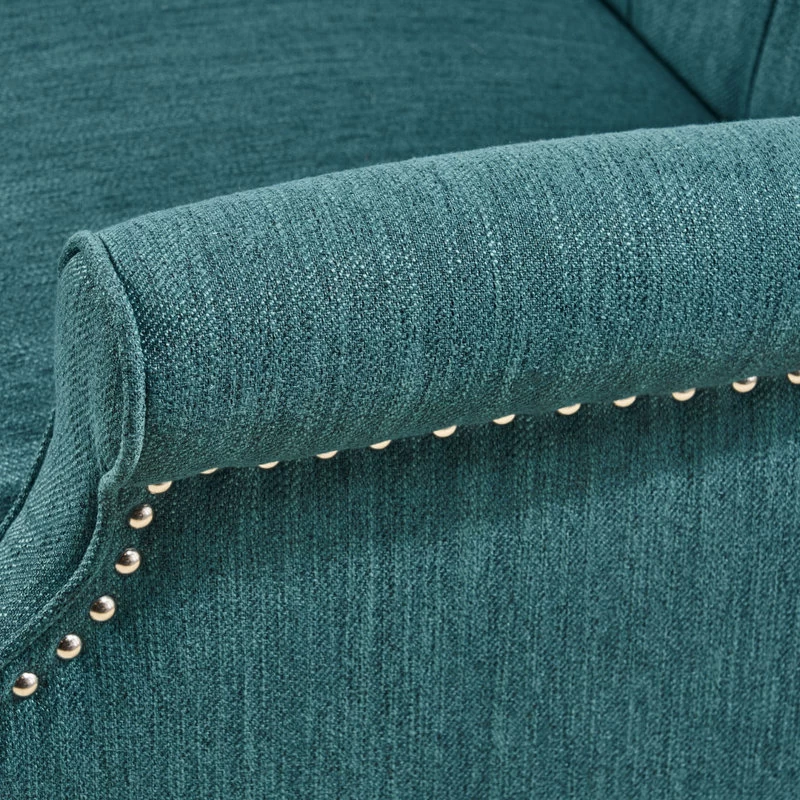 Salome Oversized Tufted Fabric Push Back Recliner, Teal/Dark Brown - Image 6