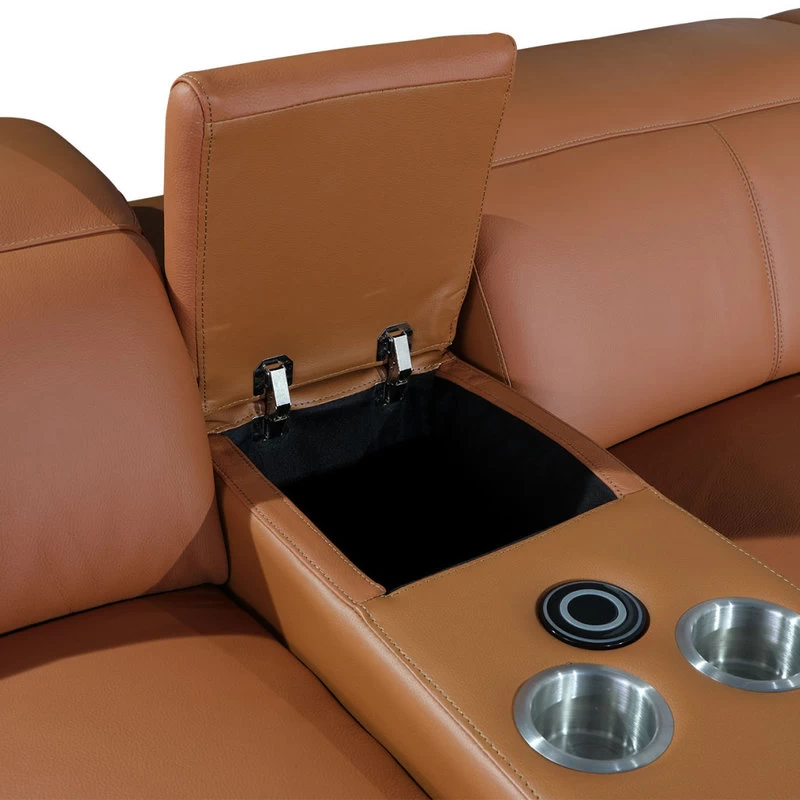 Frederico Genuine Italian Leather 6-Piece 1 Console 3-Power Reclining Sectional, Camel - Image 5