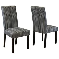 Seville Stripe Fabric Dining Chairs, Set Of 2, Gray
