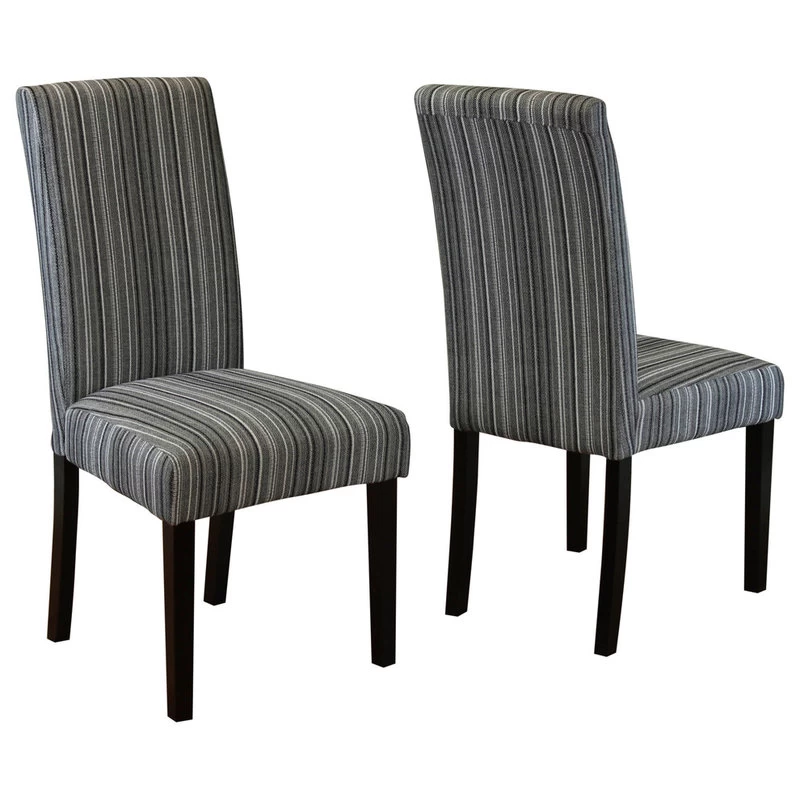 Seville Stripe Fabric Dining Chairs, Set Of 2, Gray