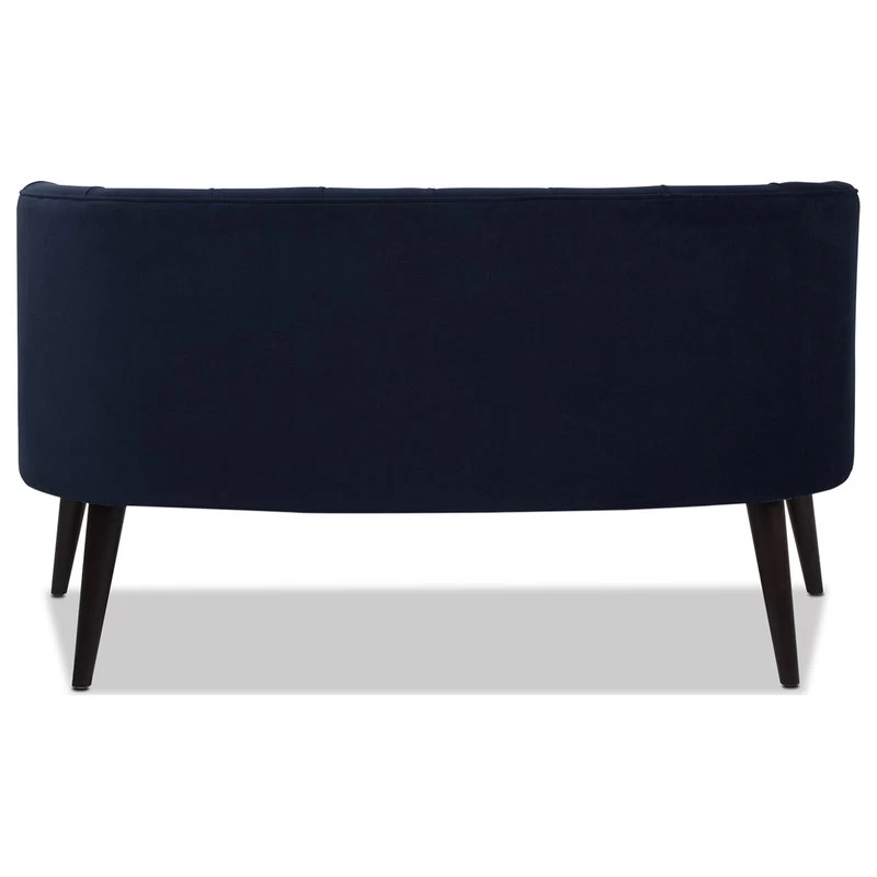 Celine Tufted Settee With Nailhead Accents, Dark Navy Blue - Image 9