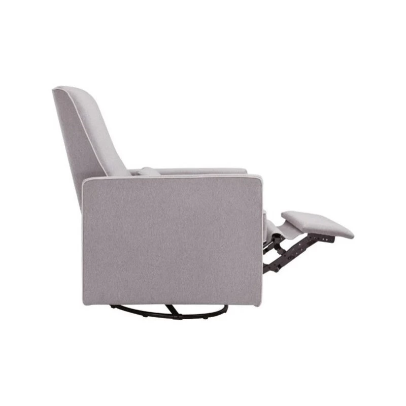DaVinci Piper Recliner And Swivel Glider In Gray With Cream Piping