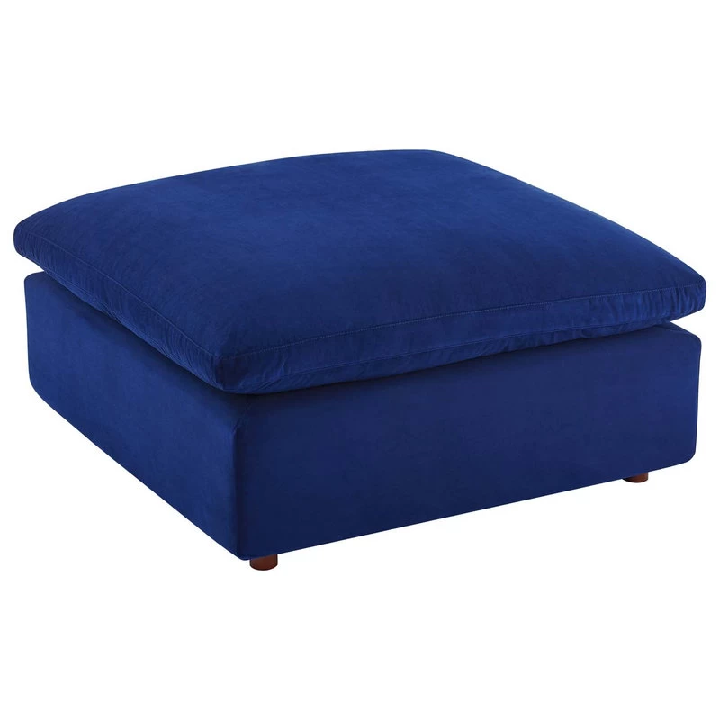 Commix Down Filled Overstuffed Performance Velvet 4-Piece Sectional, Navy - Image 5