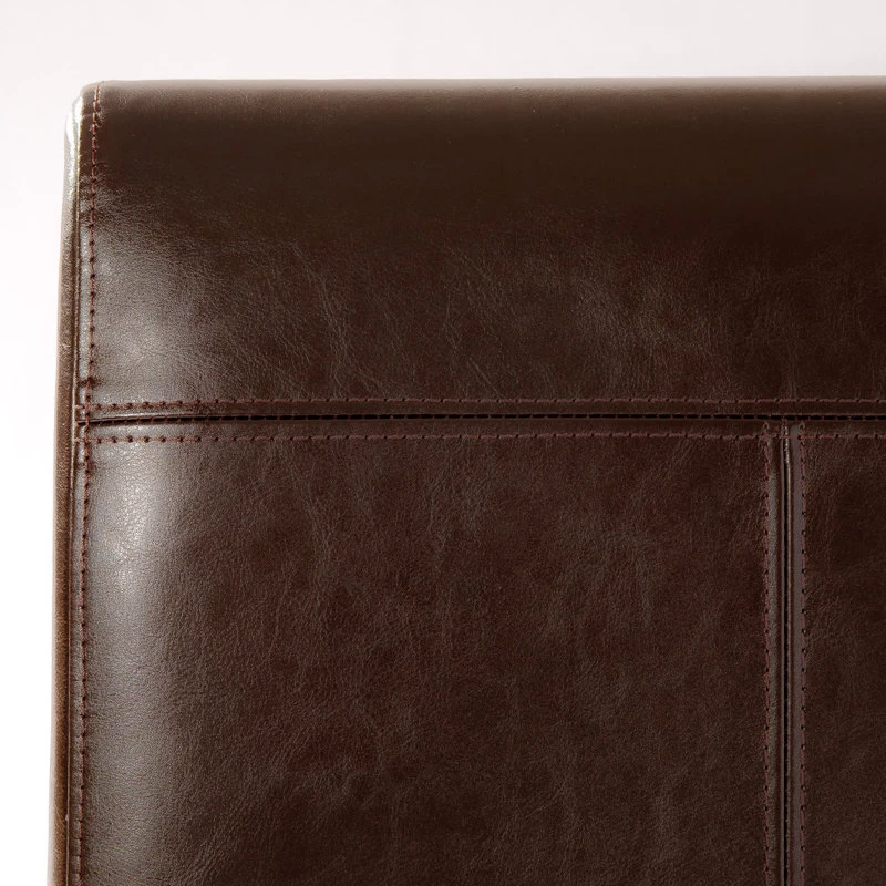 GDF Studio Percival T-stitched Chocolate Brown Leather Dining Chairs, Brown, Set - Image 5