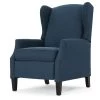 GDF Studio Weyland Contemporary Fabric Wingback Pushback Recliner, Navy Blue