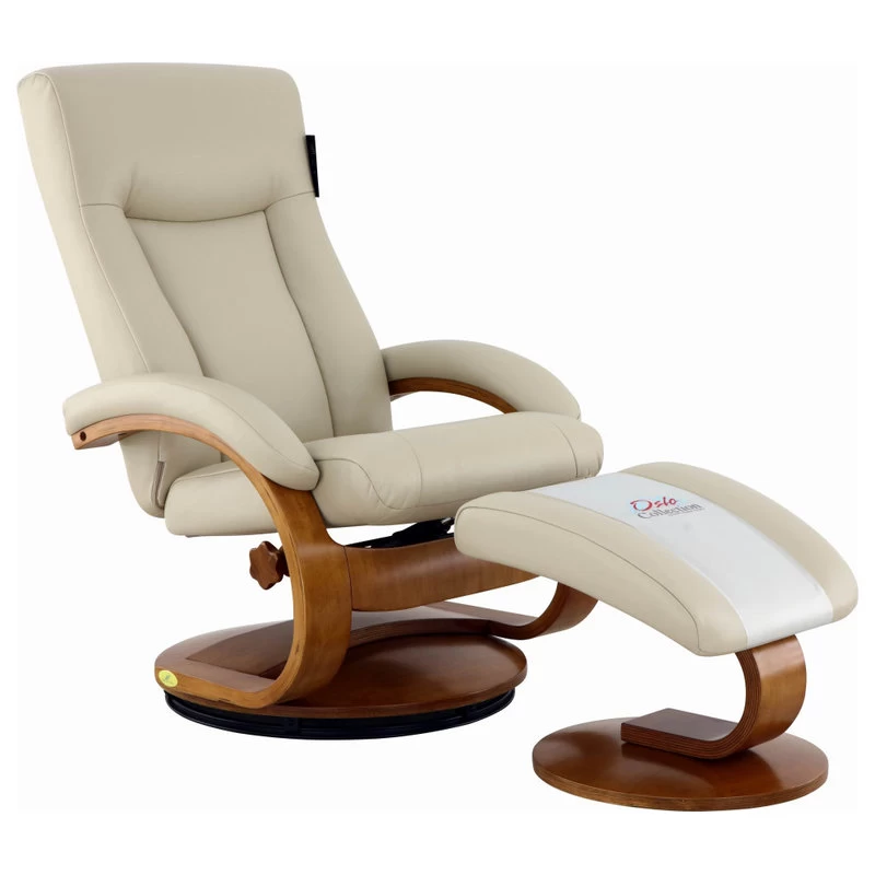 Hamilton Recliner And Ottoman In Beige Air Leather - Image 5