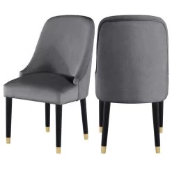 The Maisie Dining Chair, Grey, Velvet, Set Of 2
