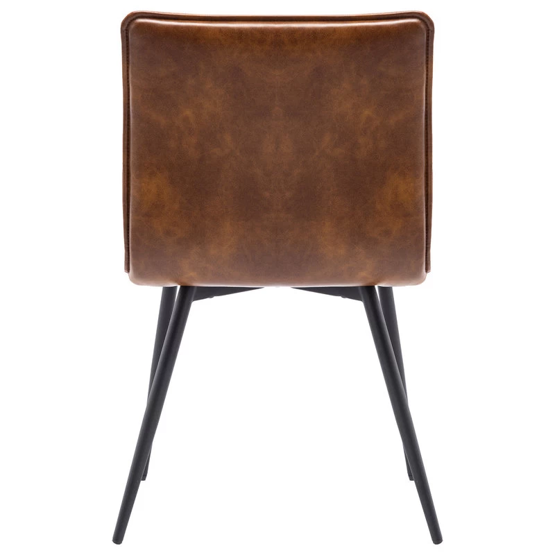 Set Of 4 Minimalist Faux Leather Side Chairs For Dining Room, Yellowish-Brown - Image 5