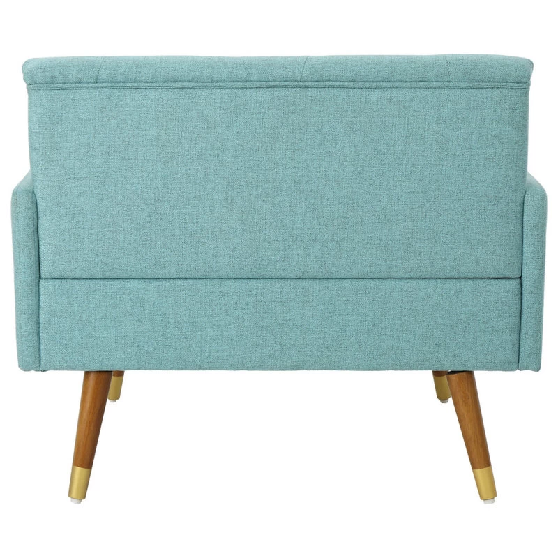 Nour Fabric Mid-Century Modern Club Chair, Blue/Dark Walnut - Image 6