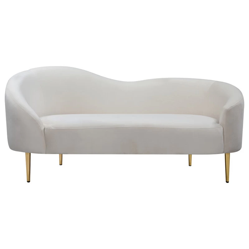 Ritz Velvet Loveseat, Cream - Image 3