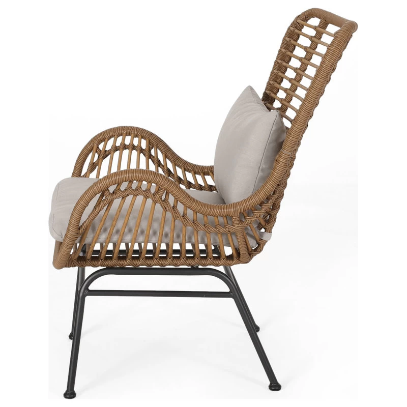 Gloria Indoor Wicker Club Chairs With Cushions, Set Of 2, Light Brown/Black/Beig - Image 7