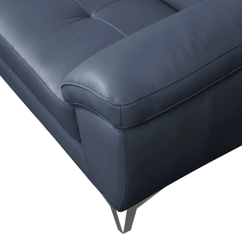 Candace Top Grain Leather Loveseat, Blue - Image 4
