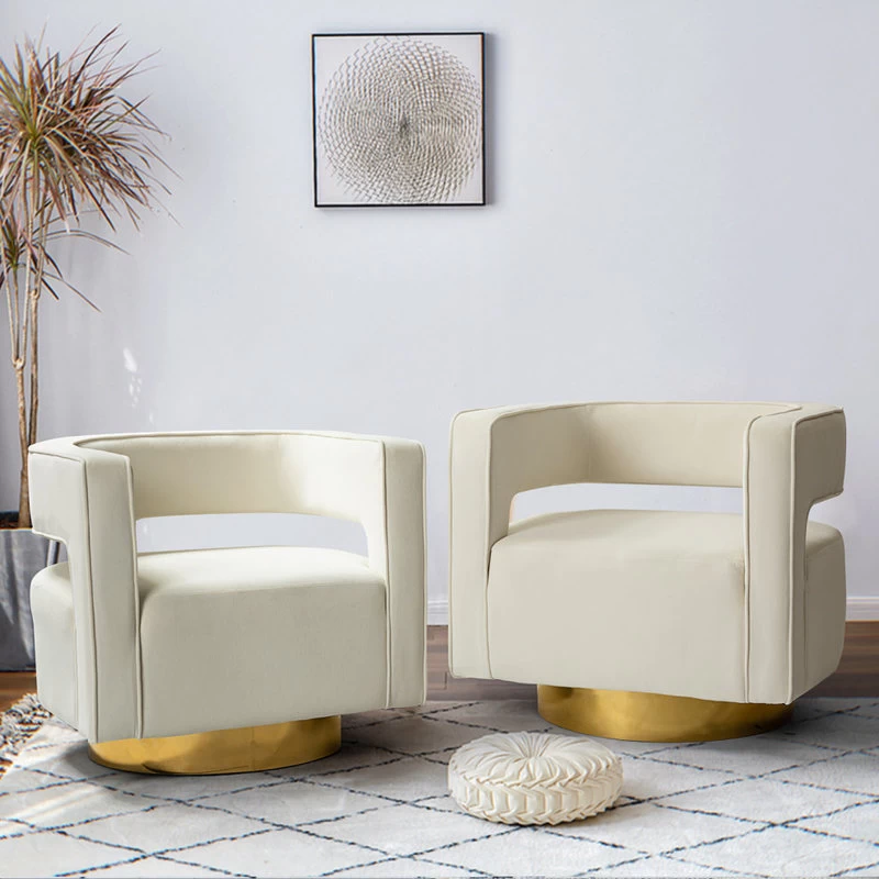 Swivel Barrel Chair Set Of 2, Ivory - Image 2