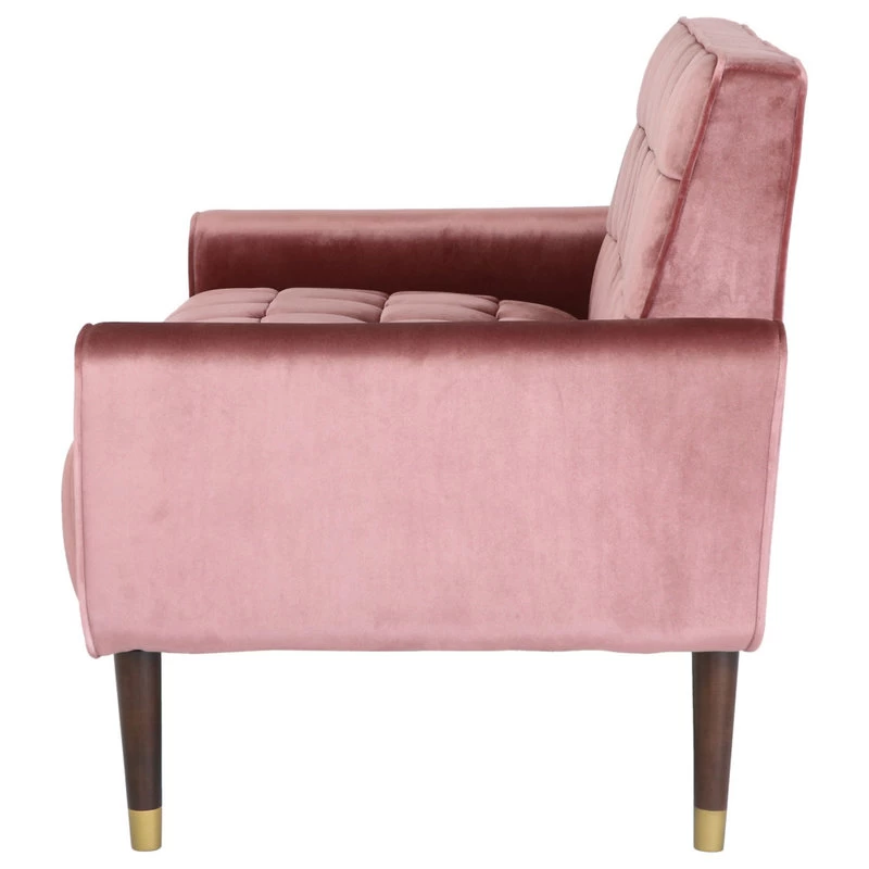 Aubrie Tufted Velvet Loveseat With Gold Tipped Tapered Legs, Blush, Gold Finish - Image 6