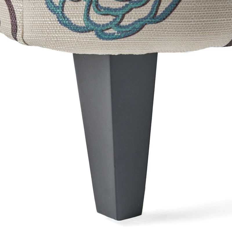 GDF Studio Alfred White And Blue Floral Fabric Club Chair With Chrome Nailheads - Image 7