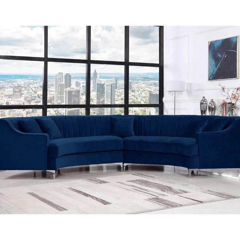 Jackson Velvet 2-Piece Sectional, Navy - Image 4